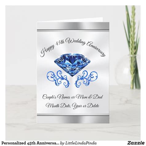 Personalized 45th Anniversary Cards, Sapphire Card | Zazzle ...