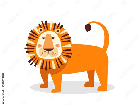 Cute funny lion with thick mane hand drawn vector illustration isolated ...