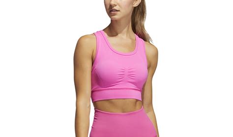 Womens sports bra with support adidas STUDIO BRA W pink | AD Sport.store