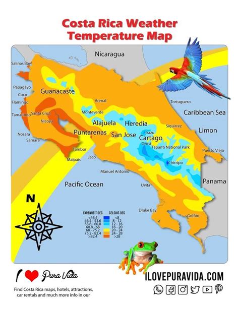 Costa Rica Weather and Temperature Map - I Love Pura Vida The amount of ...