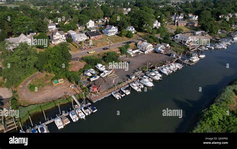 Aerial view of Marina along the Arthur Kill in Port Reading, New Jersey ...