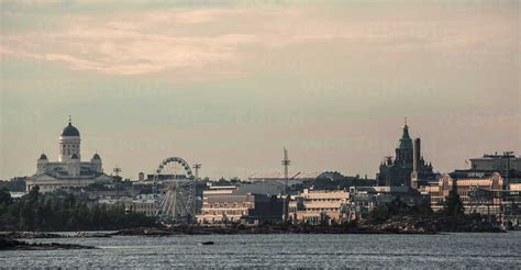 Finland, Helsinki, Skyline in the evening stock photo