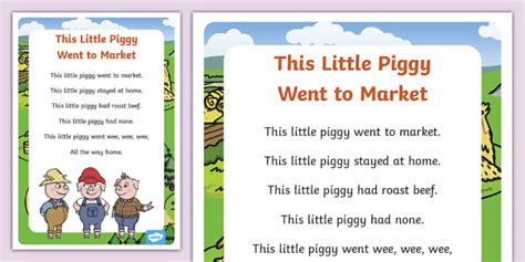 'This Little Piggy' Nursery Rhyme Poster | Twinkl - Twinkl