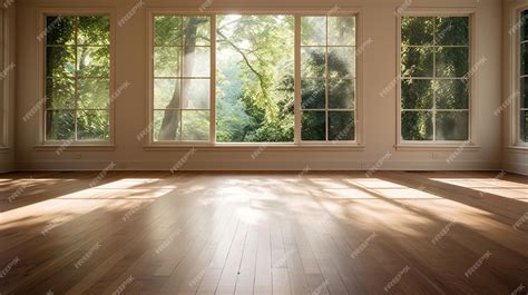 Premium AI Image | Empty room with wooden floor and big window