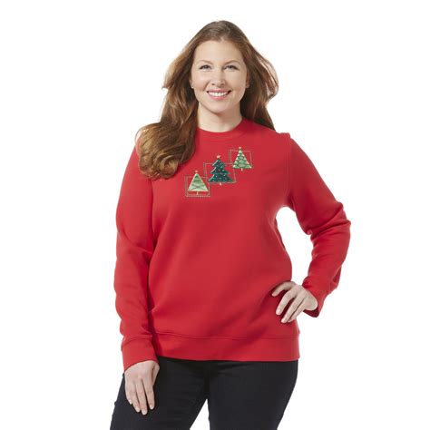 Holiday Editions Women's Plus Embroidered Sweatshirt