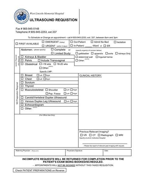 West Lincoln Memorial Hospital Ultrasound Requisition : Cloud Practice