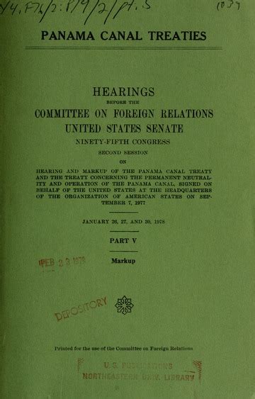 Panama Canal treaties : hearings before the Committee on Foreign ...