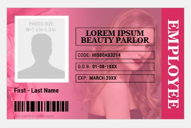 Beauty Parlour Employee ID Cards | Editable Printable Cards