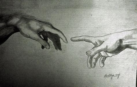 The Creation Of Adam Sketch at PaintingValley.com | Explore collection of The Creation Of Adam ...