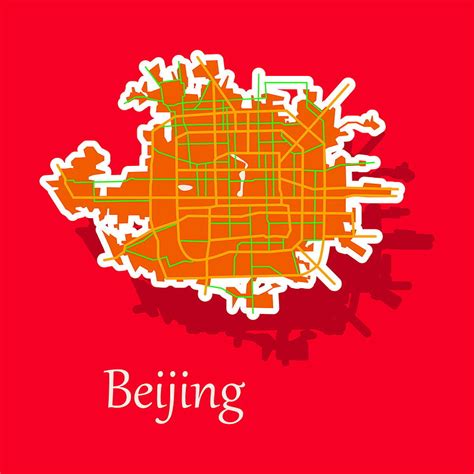 Beijing city map sticker vector ai eps | UIDownload