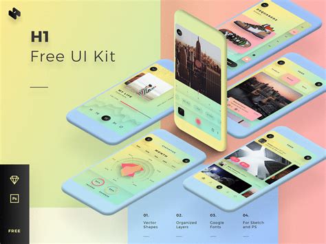 10 Different Categories – 130 Templates Mobile UI Kit Free