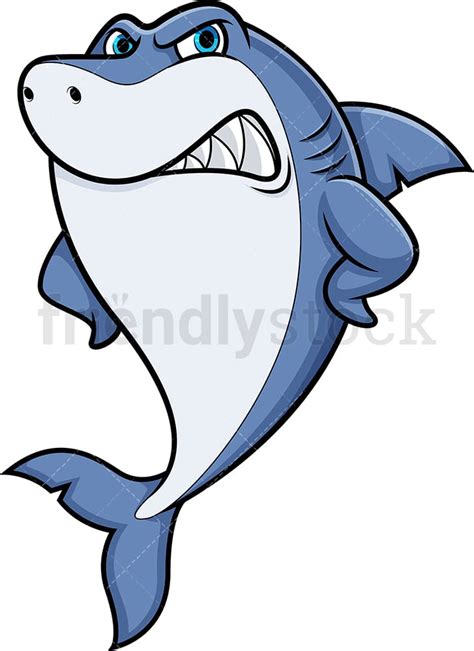 Angry Shark Cartoon Clipart Vector - FriendlyStock