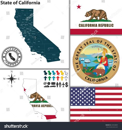 Vector Set California State Seal Icons Stock Vector (Royalty Free ...