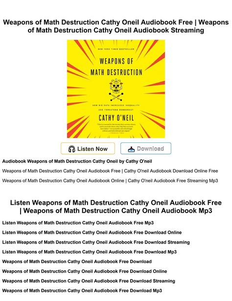 Weapons of Math Destruction Cathy Oneil Audiobook Free Streaming by ...