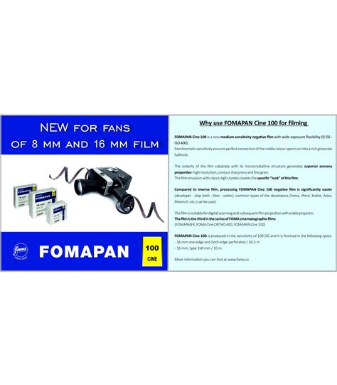 FOMA Cine 100 black and white negative Double 8 film stock (2x10m)