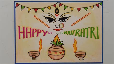 Navratri Drawing Easy Steps//Navratri Poster Drawing Step by step ...