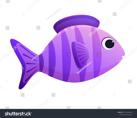 Beautiful Purple Striped Fish Cartoon Style Stock Vector (Royalty Free ...