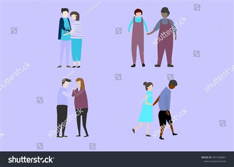 Set Cartoon Couple Holding Hands On Stock Vector (Royalty Free ...