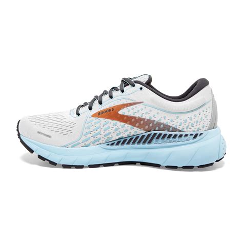 Brooks Womens Adrenaline GTS 21 Running Shoe- White/Alloy/Light Blue ...