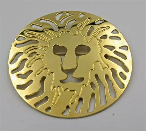 VTG BIG LARGE LION HEAD open work Brooch Pin gold tone metal jungle animal 1 7/8 $13.99 - PicClick