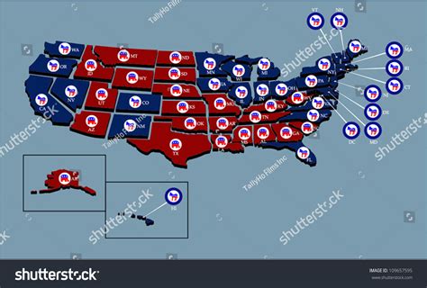 Us States User Selectable Colors Red Stock Vector 109657595 - Shutterstock