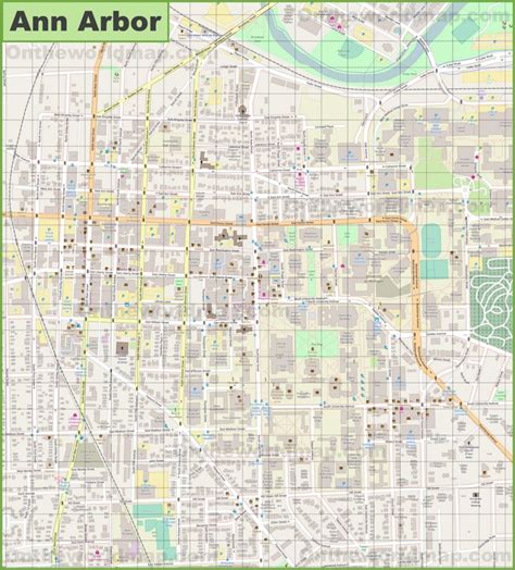 Ann Arbor downtown map - Ontheworldmap.com