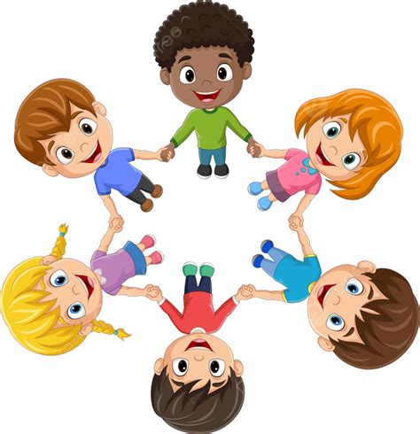 Cartoon Children Holding Hands In A Circle, Black, Fun, Global PNG and Vector with Transparent ...