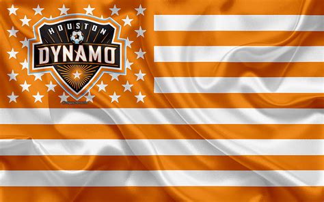 Houston Dynamo, American soccer club, American creative flag, orange ...