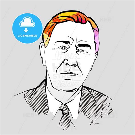 Franklin D. Roosevelt Colorful Hair Vector Drawing - HEBSTREITS