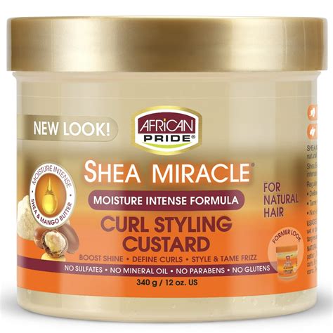 African Pride Shea Butter Miracle Moisture Intense Curl Styling Cream Custard For Wavy, Curly ...