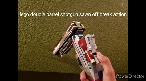 Lego double barrel shotgun sawn off working break action mechanism - YouTube