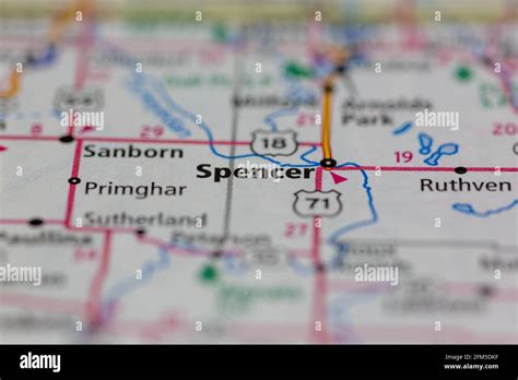 Spencer Iowa USA Shown on a Geography map or road map Stock Photo - Alamy