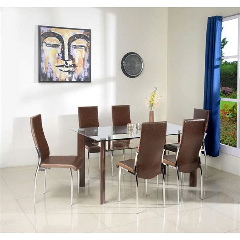 home by Nilkamal Soniya FIDSSONIYAKT6SAOAK Six Seater Dining Table Set (Merlot Brown) : Amazon ...