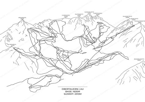 Ski Area, Ski Map, Piste Map Obertauern, Ski Map, Skiing, Ski Vacation, Map, Wall Art, Dina3 ...