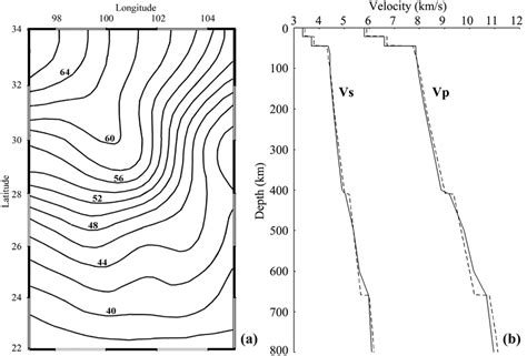 (a) The geometry of the Moho discontinuity under the study region. (b)... | Download Scientific ...