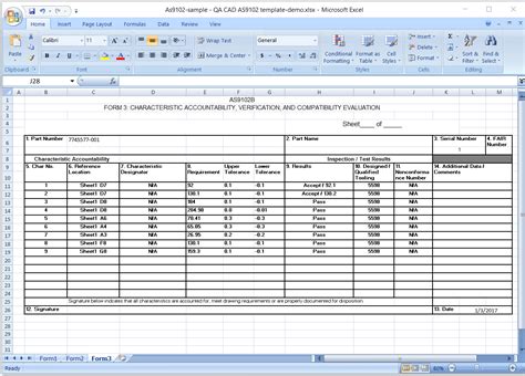 First Article Inspection Report Template