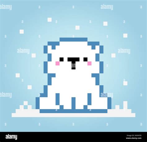 Pixel 8 bit polar bear. Pixel Animals in vector illustration for game ...