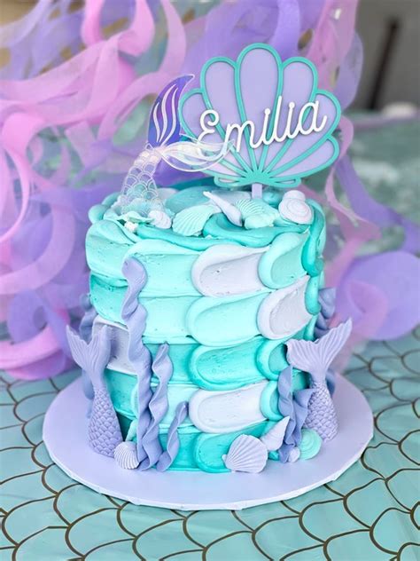 Custom Mermaid Clam Shell Acrylic Cake Topper Birthday - Etsy