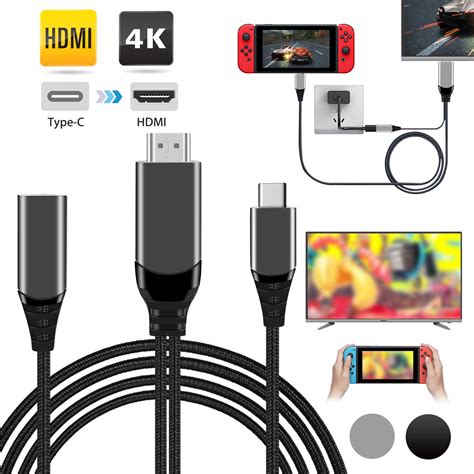 USB C to HDMI Cable fits for Nintendo Switch, 6.6ft 4K@30Hz Type-C HDMI ...