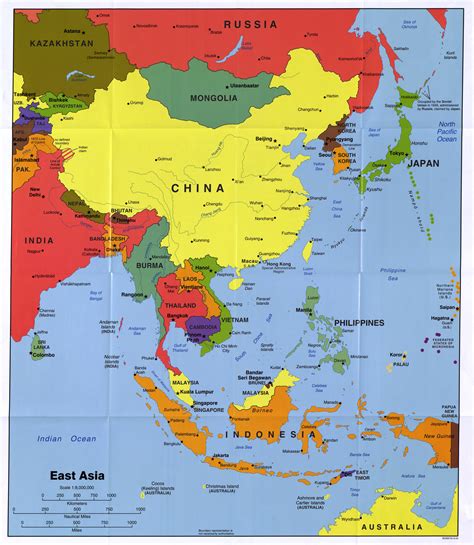 Large detailed political map of East Asia with major cities and capitals - 2004 | East Asia ...