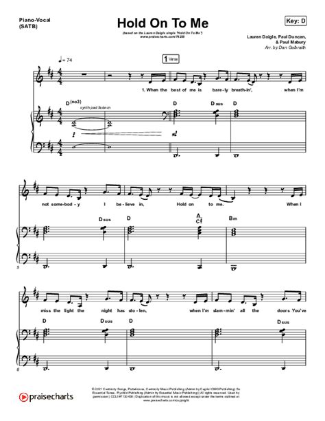 Hold On To Me Sheet Music PDF (Lauren Daigle) - PraiseCharts