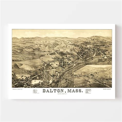 Vintage Map of Dalton, Massachusetts 1884 by Ted's Vintage Art