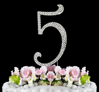 Number 5 Cake Topper - Rhinestone Birthday Age Cake Toppers | JustJen.com