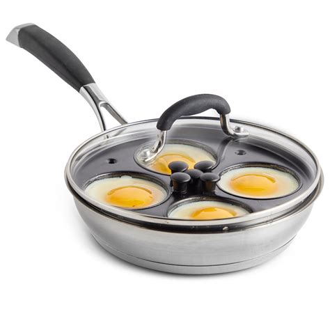 VonShef Egg Poacher Stainless Steel 4 Cups Breakfast Pan with Glass Lid 5056115714405 | eBay