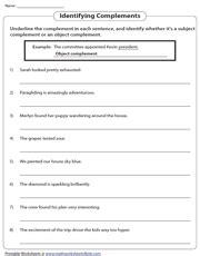 Subject and Object Complements Worksheets