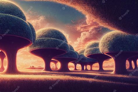 Premium Photo | Fantasy alien planet landscape digital art illustration