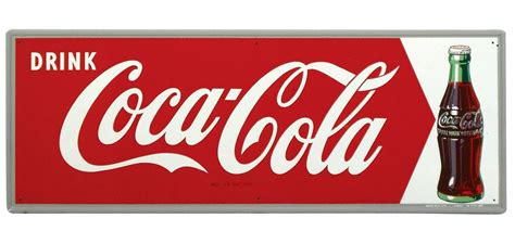 Coca-Cola sign, self-framed metal, c.1950's, "Drink Coca-Cola", marked M.C.A. 883, NOS in Near-Mint