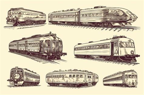 Premium AI Image | a group of four different types of trains on a track generative ai