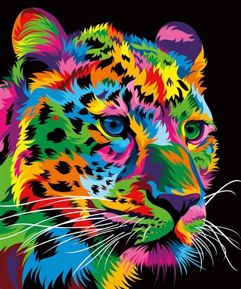 Multi colored Leopard 13 Colorful Animal Vector Illustration on Behance | Pop art animals ...