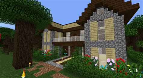 Cool Minecraft Wood And Cobblestone House - Pixel Art Grid Gallery